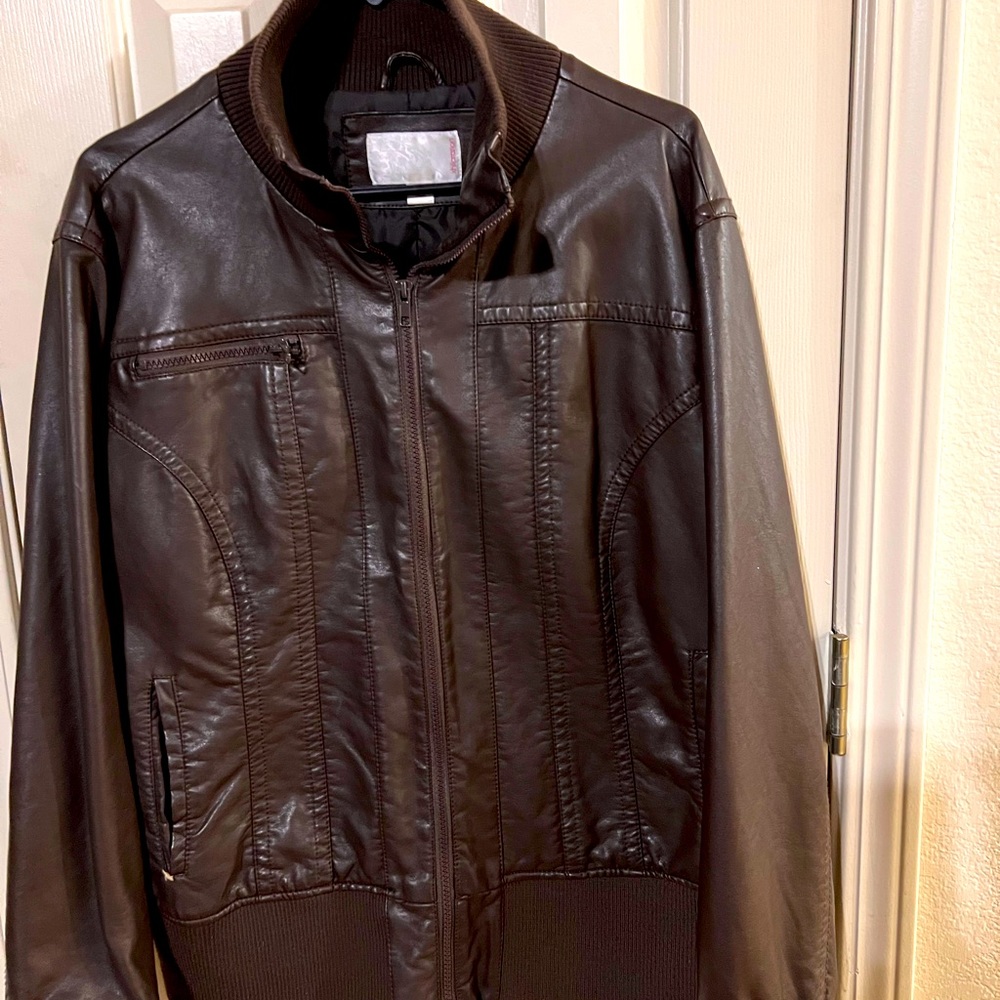 Plus size Brown Leather Jacket